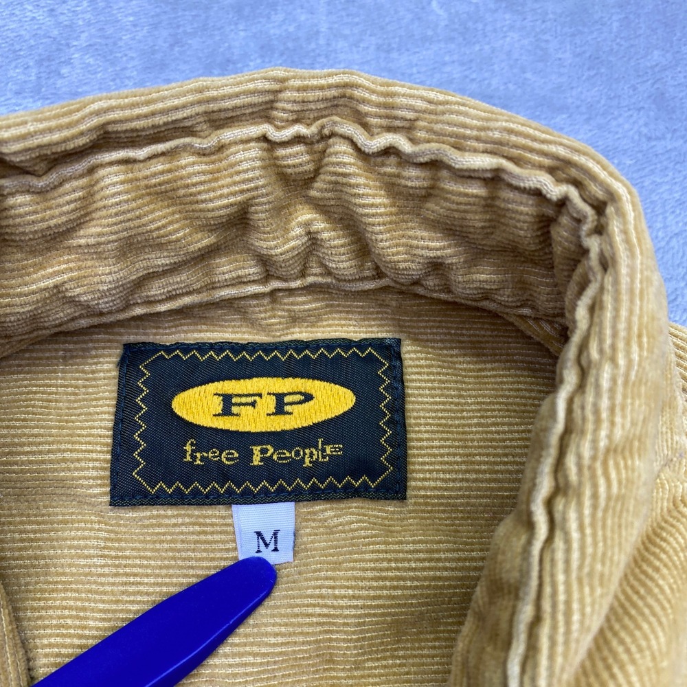 VTG Free People‎ Mustard Yellow Corduroy Button Down Shirt Sz M Western Preppy - Picture 4 of 11